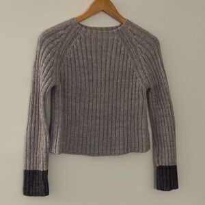 DKNY Ribbed Gray and Black Sweater
